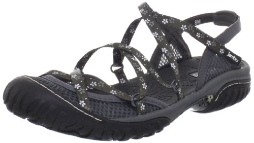 Jambu Sandals Jambu Women's Water Diva Flat,Charcoal/White,8 M US