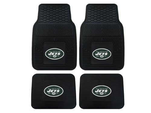 A Set of 4 NFL Universal Fit Front and Rear All-Weather Floor Mats - New York Jets