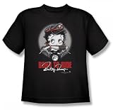 Betty Boop - Born To Ride Youth T-Shirt In Black, X-Large (18-20), Black