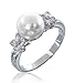 Bling Jewelry Flower CZ Pearl Engagement Ring -
