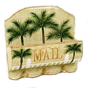 <b>Palm Tree Mail Rack Key Holder Tropical Letter Decor Palmtree Hawaiian Hawaii Beach Ocean Breeze Postal Post Office Mail Media Storage Keychain Peg Rack Key Chain Hooks</b>