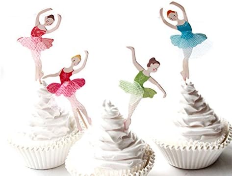 48 PCS Children Ballerina Girl Birthday Party Decorate Baking Toothpick Cake Insert Card