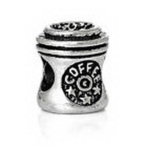 Beads Hut - Coffee to Go Cup Travel Mug Spacer Bead fits Silver European Charm Bracelets