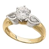Two Tone Pear Shaped Diamond Engagement Ring (Center stone is not included)