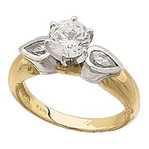Two Tone Pear Shaped Diamond Engagement Ring (Center stone is not included)