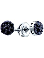 0.41CTW BLACK DIAMOND FLOWER EARRINGS