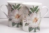 Pair Fine English Bone China Coffee Mugs Magnolia Chintz