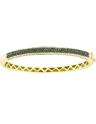1.48 Carat (ctw) 14k Yellow Gold Round White & Black Diamond Ladies Fashion Bangle Bracelet