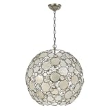 Crystorama 529-SA Palla - Six Light Chandelier, Antique Silver Finish with Natural White Capiz ShellCrystal