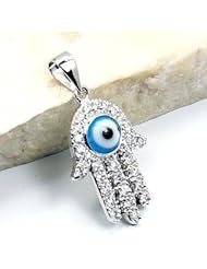 Evil Eye Hamsa Hand of God Fatima Sterling Silver Pendant
