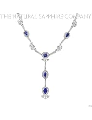 18k White Gold Necklace with 23.30ctw Oval and Pear Shaped Sapphires and 23.10ctw Diamonds