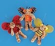 Set of 3 Plush Chenille Buggy Bears - Butterfly,  Bumble Bee and Ladybug