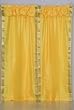 Pair Yellow sari curtains with attached valance