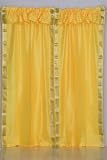 Pair Yellow sari curtains with attached valance