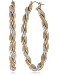 Bonded Sterling Silver and 14k Yellow Gold Twist Hoop Earrings