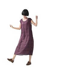 Linen Summer Striped Print Sleeveless Maxi Dress 