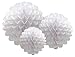 Party Partners Design Hanging Honeycomb Tissue White Pom-Pom Decoration Balls, Set of 3
