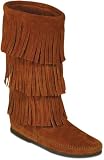 Ladies Minnetonka Moccasins 3 Layer Fringe Calf Hi Boot
