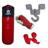 3ft Punch Bag Set Elasticated Mitts Hand Wraps Ceiling Hook