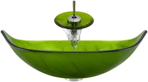 The Polaris Sinks P906 Chrome Bathroom Ensemble (Bundle - 4 Items: Vessel Sink, Waterfall Faucet, Pop-Up Drain, and Sink Ring)