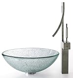 IMAGE OF Kraus Broken Glass Vessel Sink and Millennium Faucet Satin Nickel