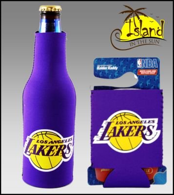 SET OF 2 LOS ANGELES LAKERS CAN & BOTTLE KOOZIE COOLER