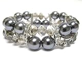 Gray Crystal Beads Double Stretch Bracelet Fashion Jewelry