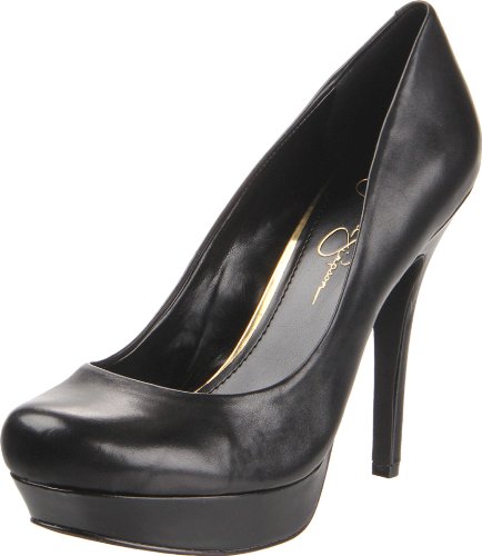 Jessica Simpson Women's Given Platform Pump,Black Leather,7 M US