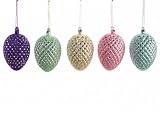 Pack of 10 Pastel Colored Glass Easter Egg Ornaments with Decorative Gems 5