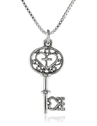Bob Siemon Sterling Silver Filigree Key Pendant Necklace, 18"