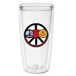 Jewish Peace, Love, Happiness16 oz Insulated Beverage Tumbler, Clear