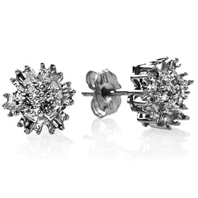 10k Choice of White or Yellow Gold Diamond Cluster Earrings (1/10 cttw, I-J Color, I1-I2 Clarity)