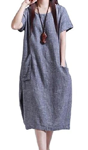 (ボヌール) BONHEUR ワンピース 無地 ポケット ロング丈 カジュアル ラウンドネック Ｔシャツ 半袖 カットソー チュニック ブルー コーヒー レディース Aライン ゆったり ミモレ ナチュラル