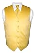 Covona Men's Solid YELLOW Dress Vest NeckTie Set for Suit or Tuxedo