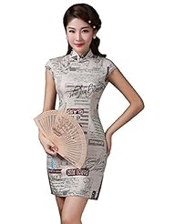 Spring Summer General Print Linen Short Club Dress/Evening Dress/Prom Dress/Party Dress 