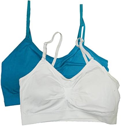 2 or 4 PACK: Seamless Removable Strap Bras,One Size,2 Pack: White/Teal.2 Pack: White/Teal