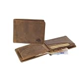 GREENBURRY Vintage - Leder Portemonnaie Geldbörse Geldbeutel Kombibörse - braun