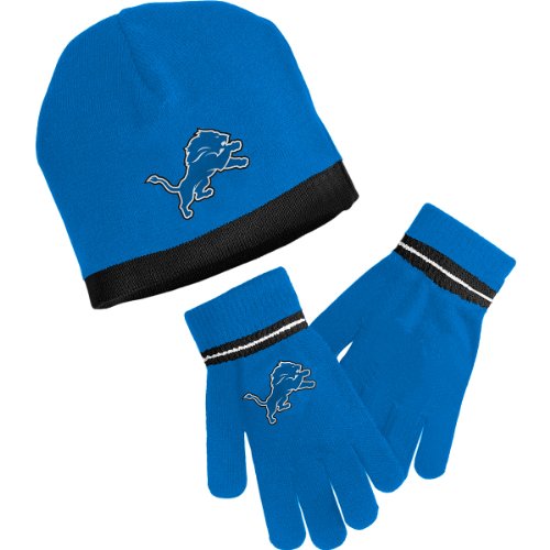 Reebok Detroit Lions Cuffless Knit Hat & Glove Set Toddler
