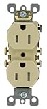IMAGE OF Leviton T5320-SI 15 Amp, 125 Volt, Tamper Resistant, Duplex Receptacle, Residential Grade, Self Grounding, Ivory