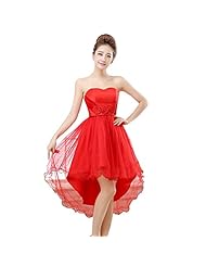 Strapless Asymmetric Polyester/Tulle Sweetheart Bridesmaid Dress/Wedding Party Dress 