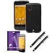 Fosmon Google Nexus 4 / LG Nexus 4 Value Bundle - Includes: DURA FRO Series TPU Case (Frost Black) + 3-Pack Anti-Glare Screen Protectors + FREE 2-Pack Premium Styli (3 Item Combo - Fosmon Retail Packaging)