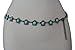 TFJ Women Fashion Metal Chains Belt Hip Waist Silver Turquoise Blue Flowers XS S M