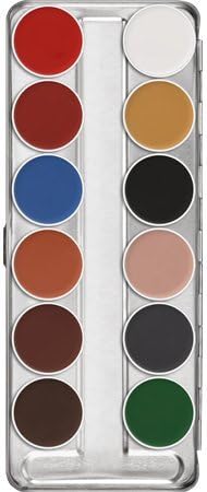 Kryolan AQUACOLOR PALETTE 12 COLORS 1104 B Professional Grade Makeup