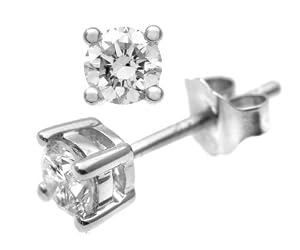 Boucles d'oreille - PE 1864W - Pendientes de mujer de oro blanco (9k) con diamantes
