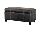 Poundex Faux Leather Storage Bench, Brown