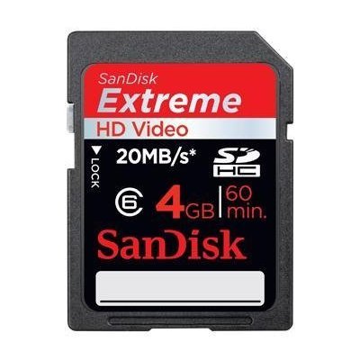 Sandisk 4GB EXTREME SDHC SD Card SDSDX3-4096, Static Pack