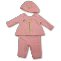 Good Lad Baby Girls Pink Furry Velour Three Piece Set