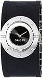 Gucci Women`s YA112420 Twirl Medium Steel and Black Rubber Bangle Watch