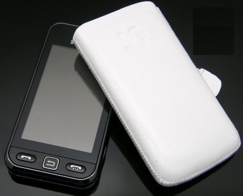 Suncase Ledertasche (Lasche mit R&uuml;ckzugfunktion) f&uuml;r Samsung GT S5230 Star / S-5230 wei&szlig; Preisvergleich