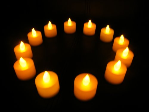 PK Green Set of 12 Amber LED Candles, Flameless TeaLights
